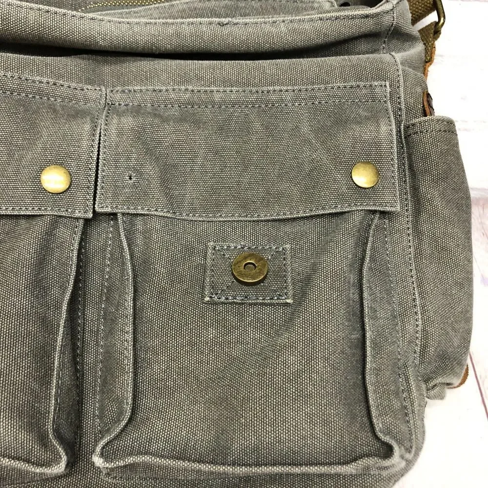 S-ZONE Camera Messenger Bag Leather Canvas DSLR Shoulder Crossbody Bag B294 -26